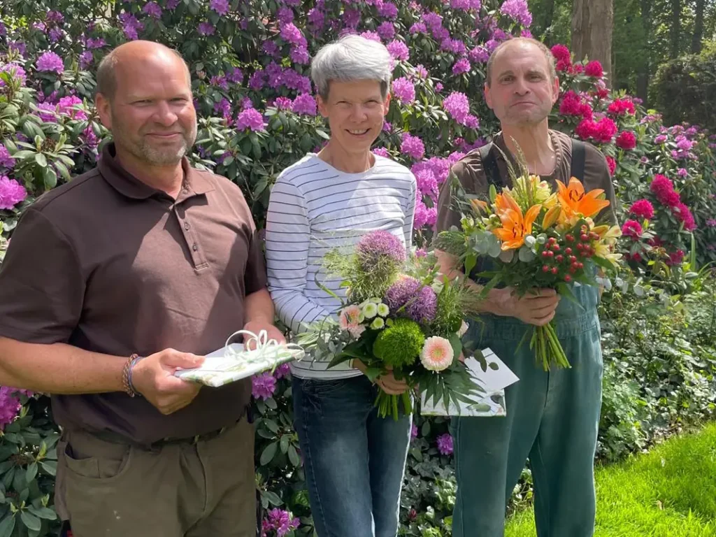 Betriebsjubiläen Marlies, Roland, und Stefan